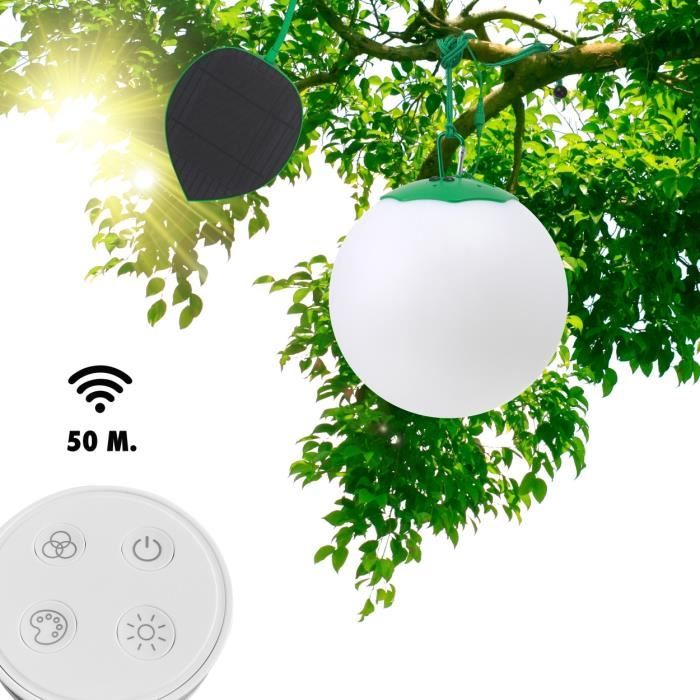 sphère premium led rgb boule lumineuse étanche & solaire télécommandée - deux tailles disponibles (30 ou 60 cm):30 cm