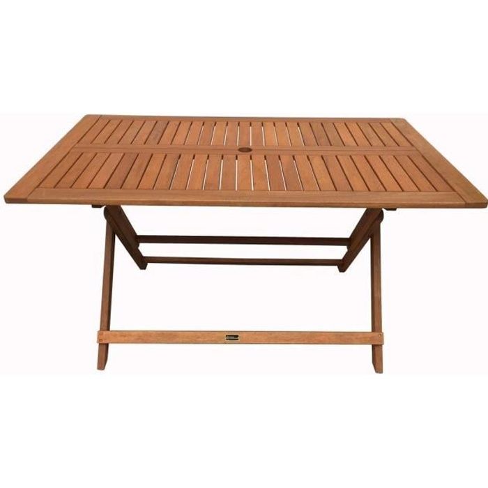 table pliante bois exotique "hong kong" - maple - 135 x 80 cm - marron clair