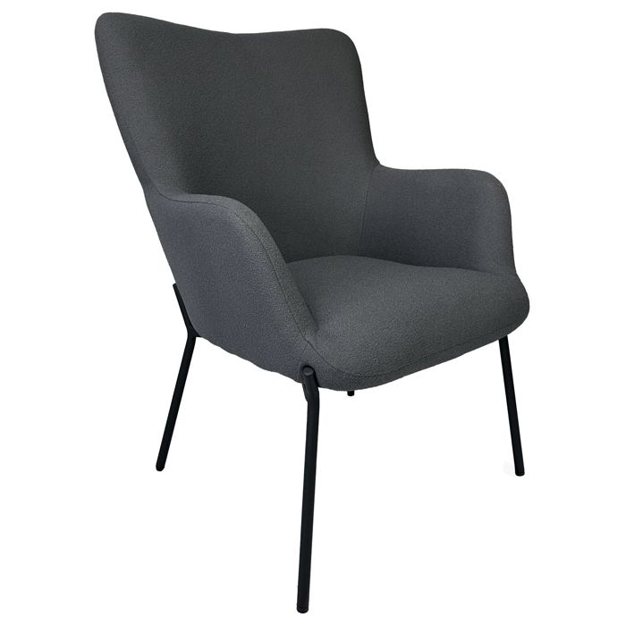 Fauteuil en tissu boucle gris EIRA Fauteuil en tissu boucle gris EIRA