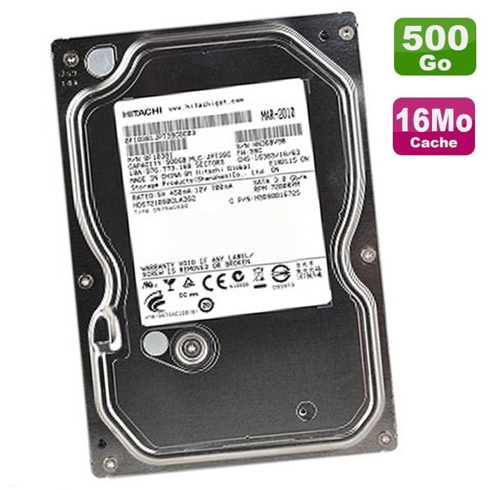 Disque Dur 500Go Hitachi 3.5 Sata Deskstar Hds721050Cla662 16Mo 7200Rpm