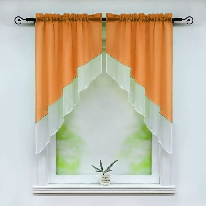 Store Romain Imprimé - Voilage Transparent 100% Polyester - Pour Fenêtre Chambre/Salon - 100x150 Cm