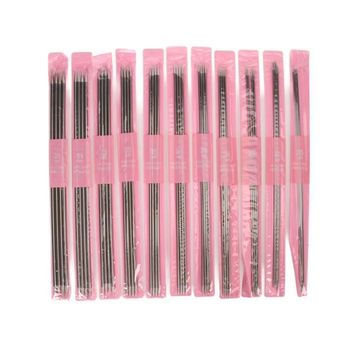 Dzsomt Kit Aiguilles à Tricoter 35 Pièces - Acier Inoxydable Double Pointe 2.0-5.0mm - Accessoires Tricot Complet