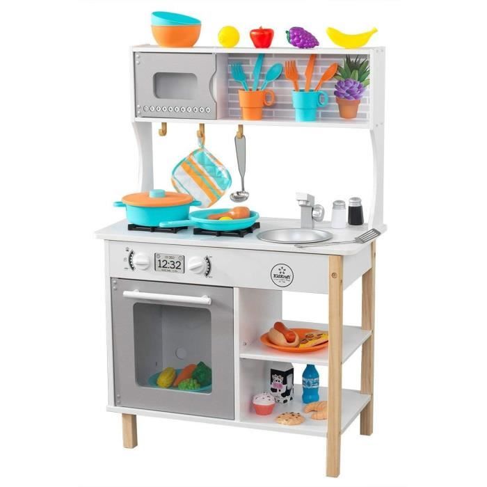 KidKraft - Cuisine en bois pour enfant All Time Play four micro-ondes et accessoires inclus