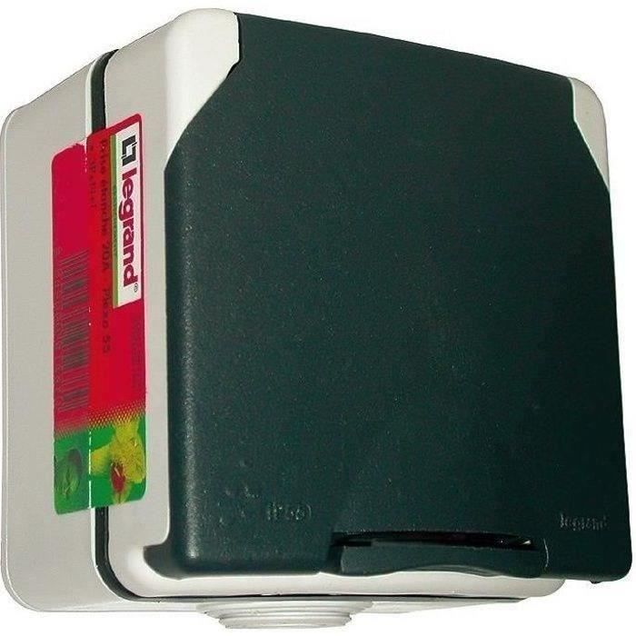 Prise électrique Mâle 3P+T Plexo Gris 380V 20A - Neuf (ou Presque) Pour Intérieur