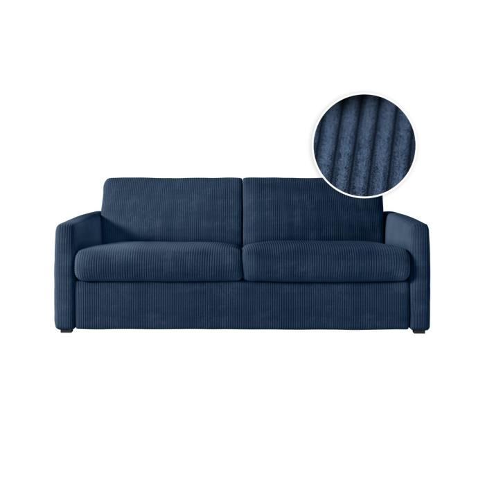 Canapé droit Bleu Velours Confort