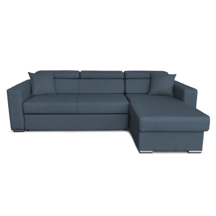 Canapé d'angle 4 places Bleu Tissu Moderne Confort
