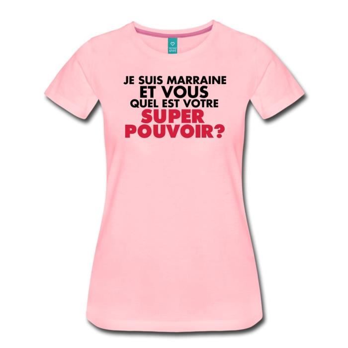 Citation Je Suis Marraine Super Pouvoir T Shirt Premium Femme De Spreadshirt Rose Cdiscount Pret A Porter