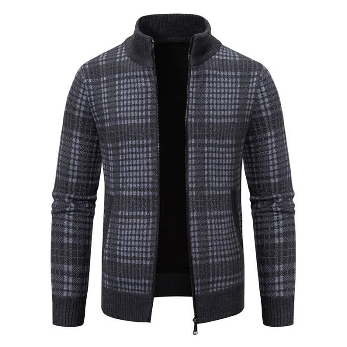 Cardigan Homme Zippé Doublé Polaire - Hiver Chaud Premium - Tailles S à XXL