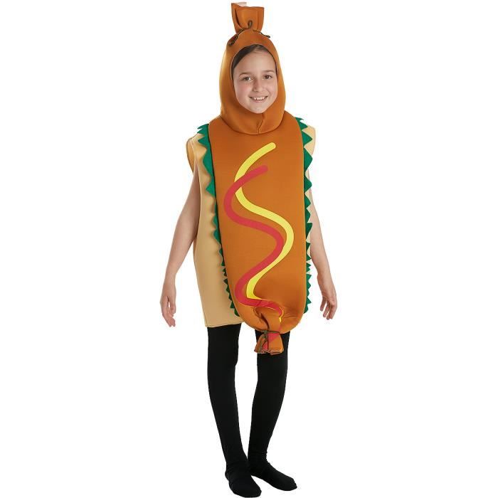 Déguisement Hot Dog Enfant - Funidelia - Taille 7-12 ans - Costume une pièce en polyester - Marron et orange