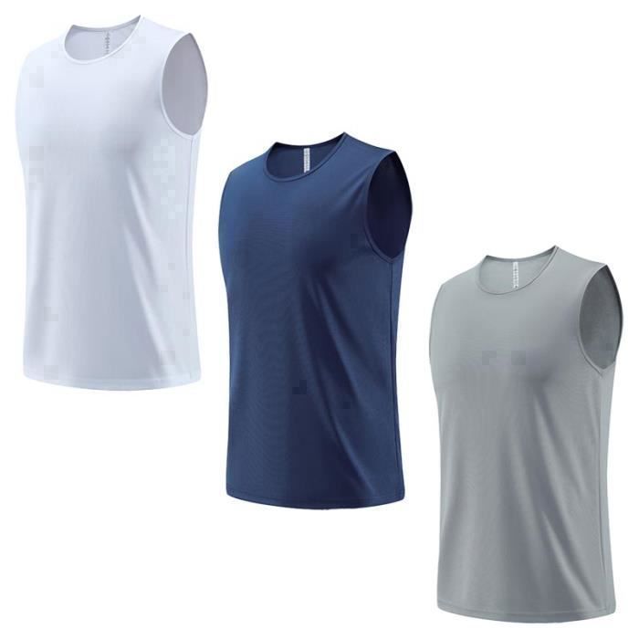 Débardeur Homme En Coton Sans Manches - Pour Salle De Sport, Musculation, Entraînement - Blanc