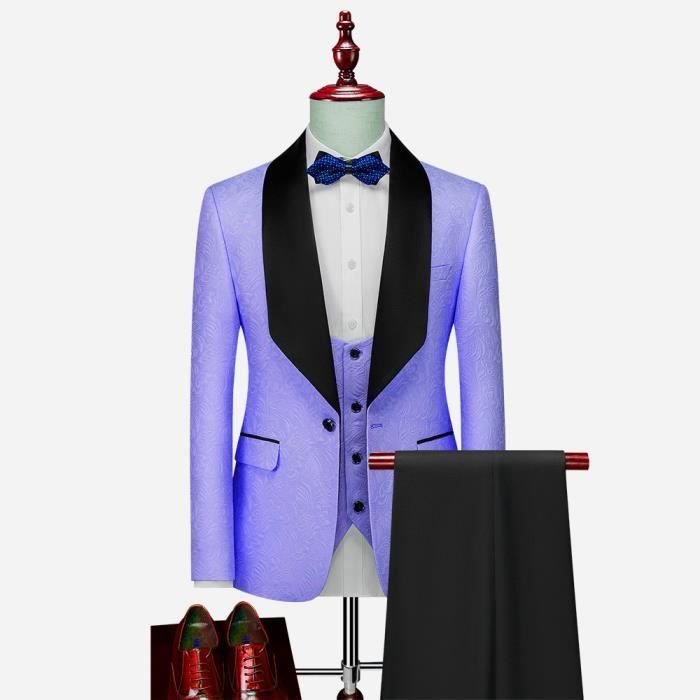 Ensemble Costume Homme Lilas Slim Fit - Veste, Gilet & Pantalon Business (Vendu Séparément) - Look Élégant Mariage & Bureau
