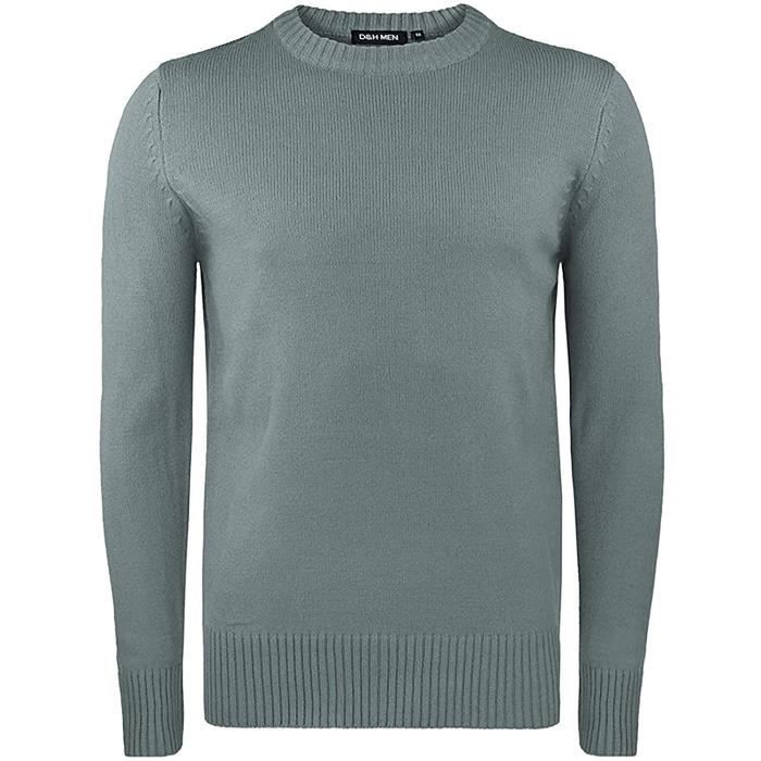 D&h Hommes Solide Pull en Gris S