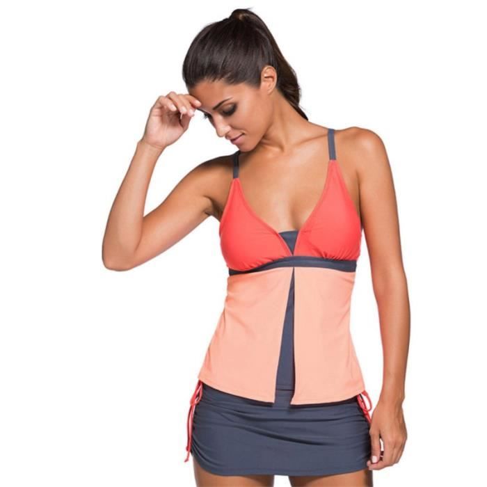 Jupe De Bain Femme Taille Haute Longue - Bas De Maillot Sportif Avec Culotte Intégrée - Short Aéré été - 4