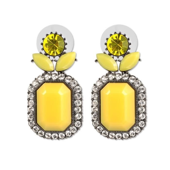 Boucles D'oreilles Originales En Cuir Jaune Curry/moutarde/citron - Clip Possible - Neuf Avec étiquettes