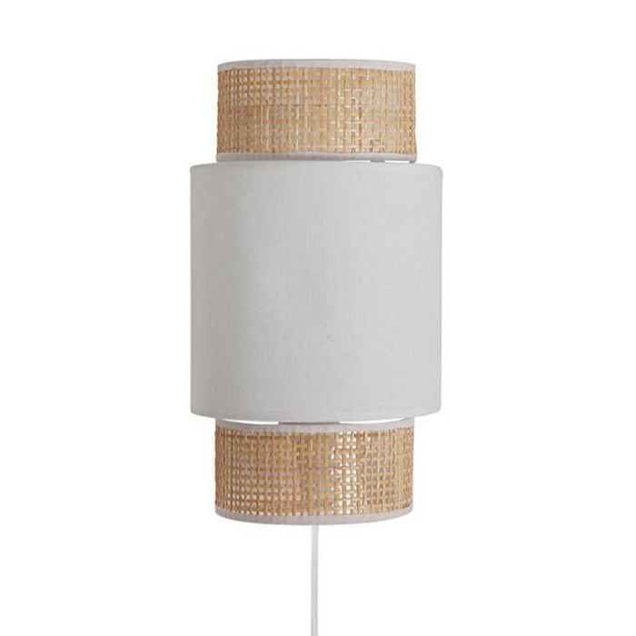Applique incurvée rotin et tissu blanc Ostaria Applique incurvée rotin et tissu blanc Ostaria