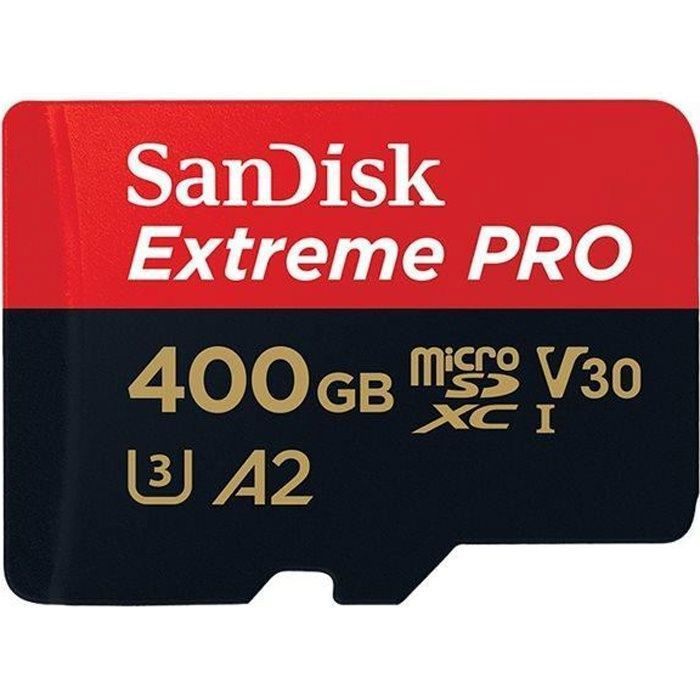 Sandisk Carte mémoire flash Extreme Pro 400 Go A2 - Video Class V30 - UHS-I U3 - Class10 microSDXC UHS-I