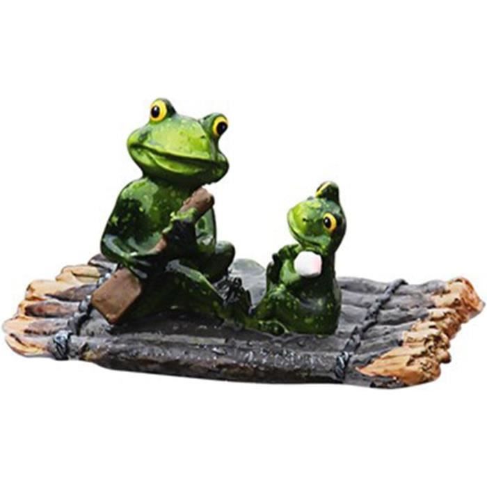2 Figurines Grenouilles En Résine étanche - Décoration Jardin, Bassin, Terrasse - Style Mignon Cartoon 21x8x6 Cm