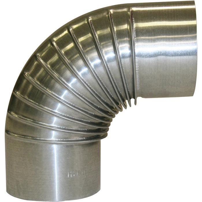 Kamino-Flam Tuyau De Poêle Coude Env. 150 Mm, Coude De Poêle 90° En Acier Laqué Senotherm Résistant à La Chaleur, Avec Une Ouverture De Nettoyage, Testé EN-1856-2, Argenté