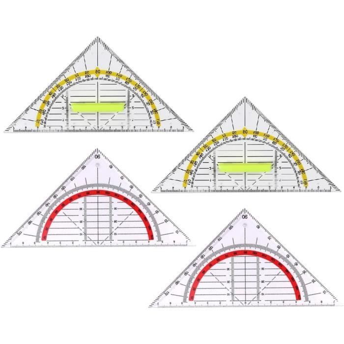 4 Pièces Triangle Géométrique en Plastique Équerre Géométrique ...