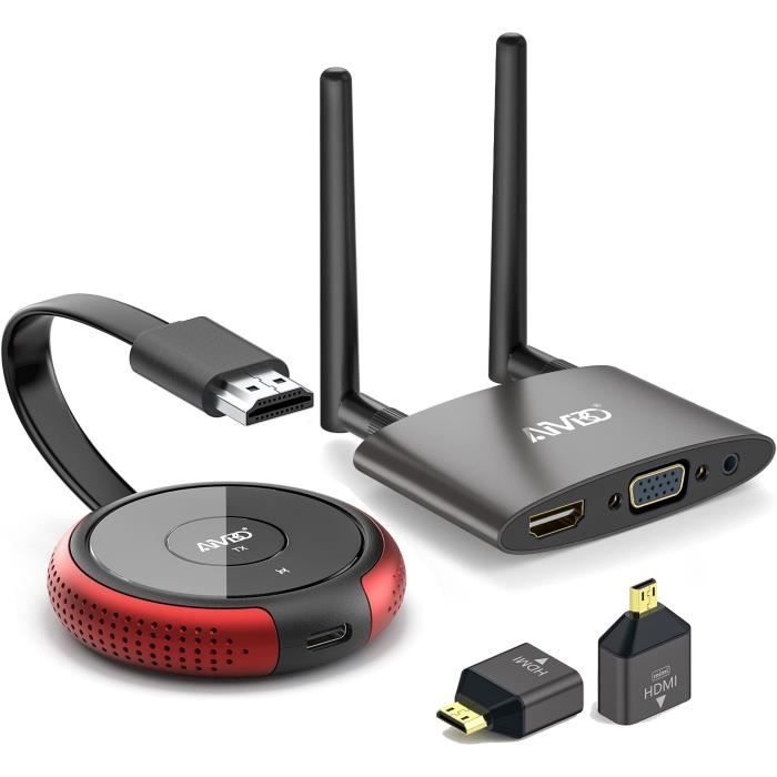 Émetteur HDMI Sans Fil + 2 Récepteurs – Diffusez Votre écran Sur 2 Télés En Même Temps, Jusqu’à 30 M, En 1080P Et Sans Latence