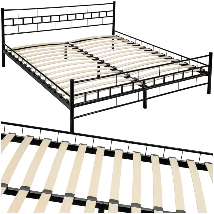 Tectake lit design moderne avec sommier - 200 x 180 cm - noir 401720