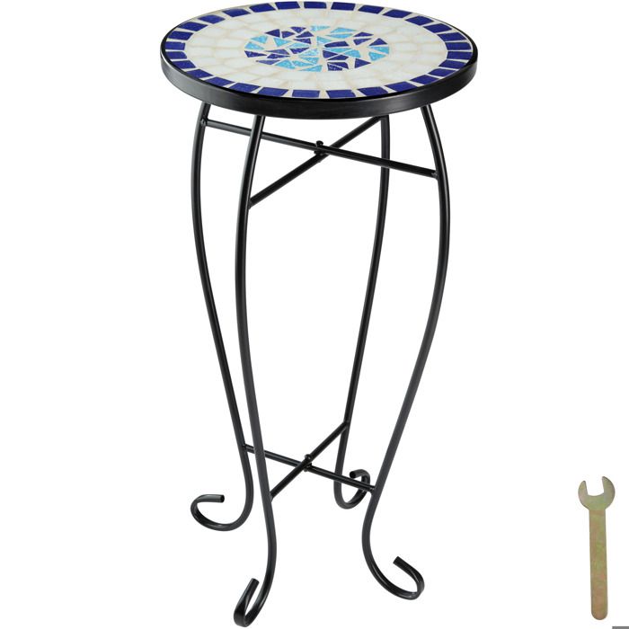 Tectake gu&eacute;ridon mosa&iuml;que 30x30x61,5 cm - blanc/bleu 402769