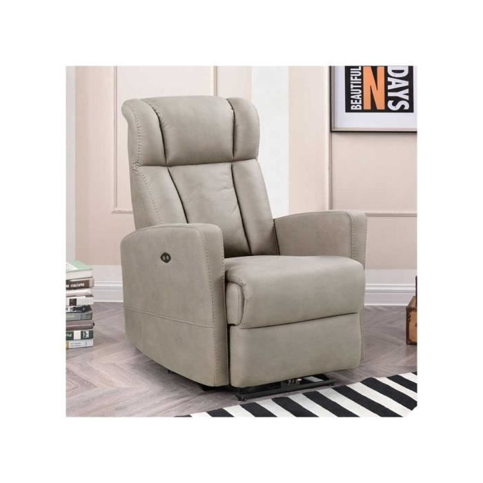 fauteuil releveur tissu gris clair - carlo - l 82 x l 92 x h 111 cm