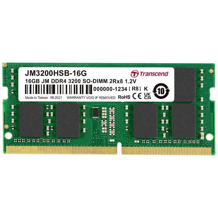Transcend JM3200HSB-16G Module mémoire pour PC portable 16 GB 1 x 16 GB RAM DDR4 3200 MHz CL22
