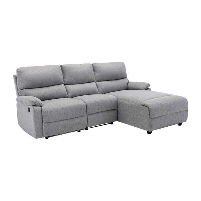 Canapé dangle droit relax électrique en tissu gris clair LUNANO