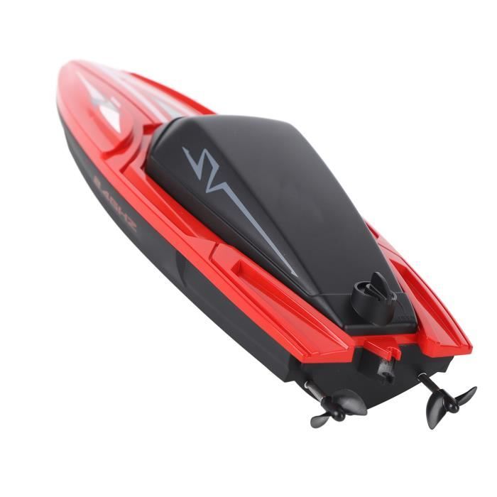 AMFUN Bateau RC Double Hélice – Lumière LED Et Pulvérisation D'Eau – Télécommande 2,4 GHz – Étanche – Batterie Rechargeable – Cadeau Enfants 8+