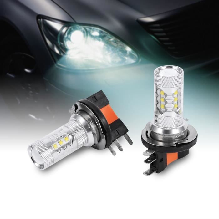 Phare de voiture 2pcs HID Blanc 80W H15 LED Ampoules Lumières Lampe ABI34 - Cdiscount  Auto
