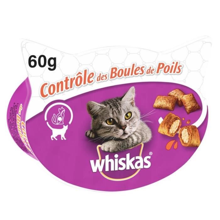Comparer les prix de WHISKAS - pour Chat Les Irrésistibles Contrôle des Boules De Poils 60G - Lot De 4 - Offre Special