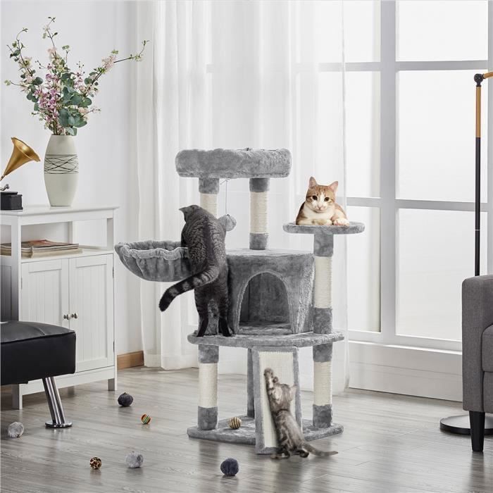 Meilleurs prix pour Yaheetech Arbre à Chat Centre d'Activité Chat Chaton Poteaux et Planche Griffoir Plateforme Spacieuse-Hamac 106 cm Gris Clair