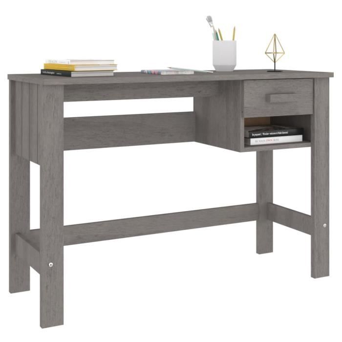 fhe - meubles de bureau - bureau gris clair 110x40x75 cm bois massif de pin - yosoo - dx2166