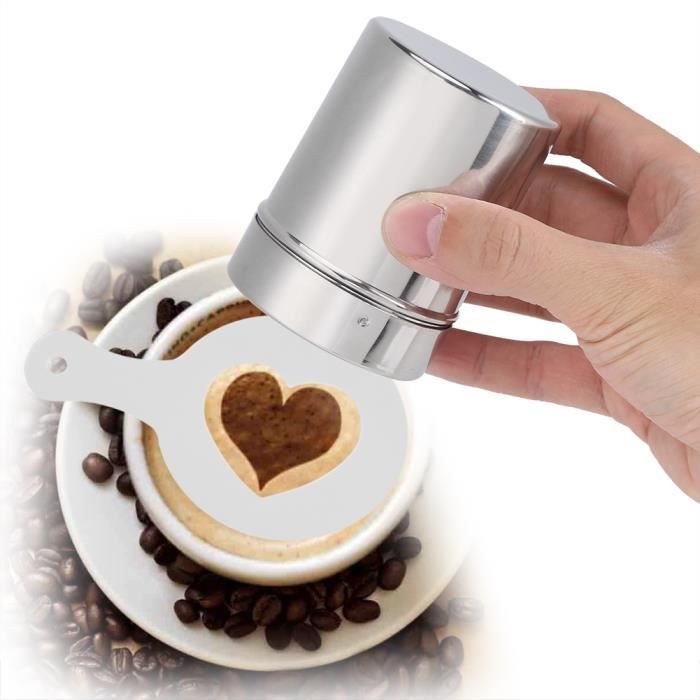 Chocolat En Poudre Sans Sucre Kit De 7 Pochoirs à Café En Inox - Pour Cappuccino Et Décorations - Avec Anneau Métallique Pochoir Gateau Patisserie