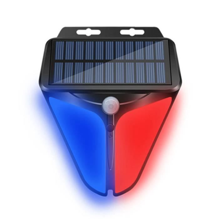 Lampe dalarme - Solaire - Sirène lumineuse stroboscopique - Étanche - Détecteur de mouvement - 129 dB