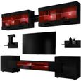 Ensembles de meubles TV Foggia Komodee - LED RGB - Noir Brillant - L235cm x H195cm x P35cm-1