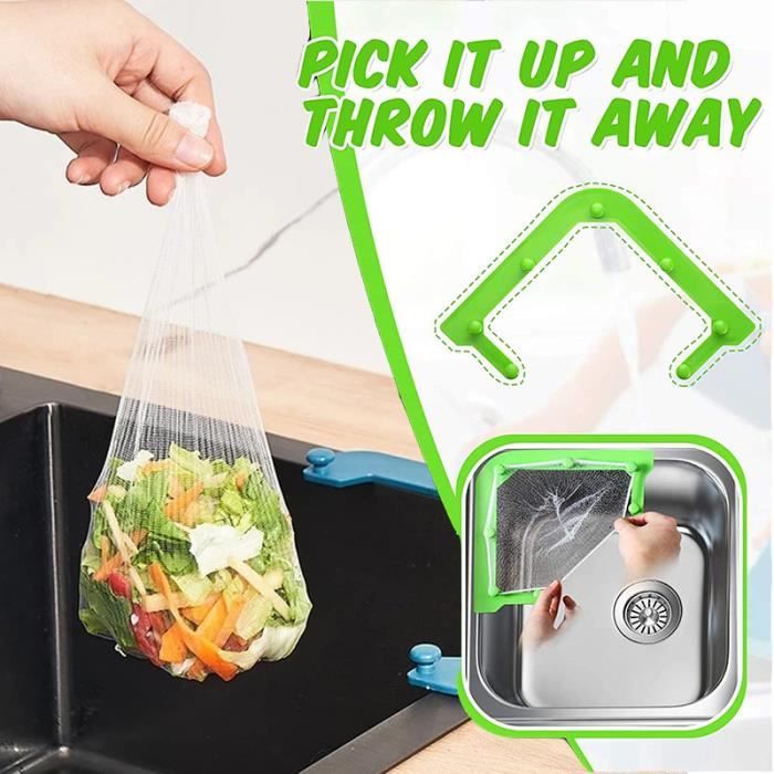 Filtre de vidange pour évier de cuisine, filtre triangle, sac d'angle, sacs  en maille fine, panier de rangement pour restes d'évier de cuisine