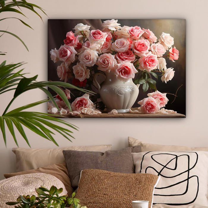 Tableau Sur Toile Moderne Fleurs Les Couleurs Empâtement - Décoration Murale 70x50cm Salon Chambre