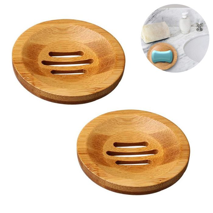 GUANJUNE Lot de 2 Porte-Savon en Bambou en Bois Naturel pour Salle de Bain Cuisine Éponges GUANJUNE Lot de 2 Porte-Savon en Bambou en Bois Naturel pour Salle de Bain Cuisine Éponges