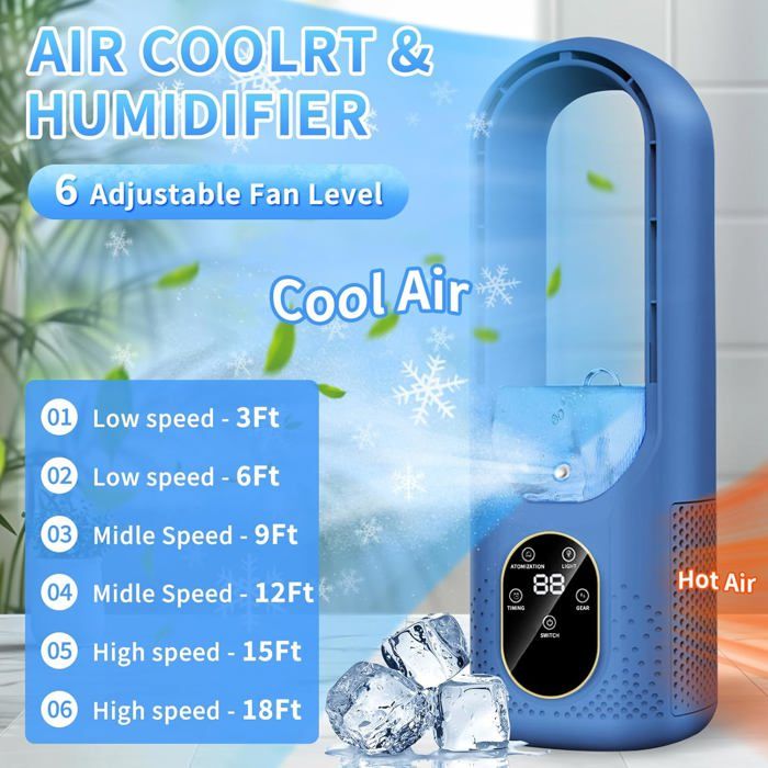 KESSER® Climatiseur Mobile 4en1 Mini Climatiseur Avec 7 Couleurs De LED