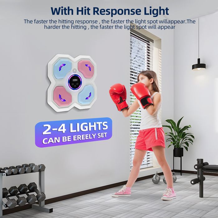 Machine De Boxe Musicale Avec Lumières LED – Bluetooth, 9 Vitesses, Compteur De Coups – Pour Enfants Et Adultes