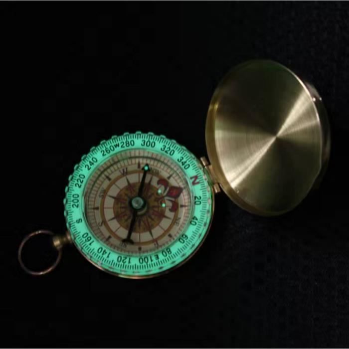 Boussole étanche Couvercle Automatique Boussole De Poche En Laiton Rétro - Couvercle Rabattable Automatique - Étanche - Pour Randonnée, Camping Boussole Vintage