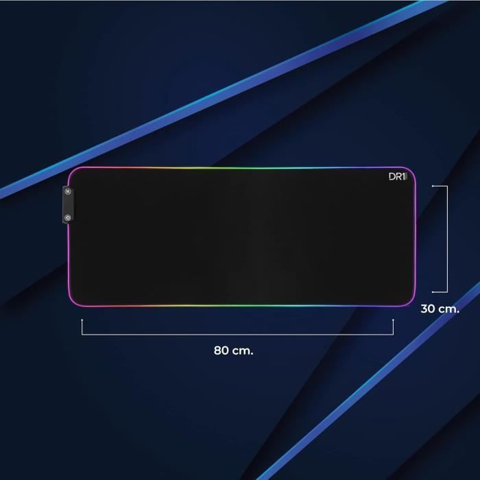 DR1TECH Anka+ Tapis De Souris Gamer 25x35 Cm – Waterproof, 100% Caoutchouc Naturel, Rebords Tressés, Ultra Fluide & Antidérapant