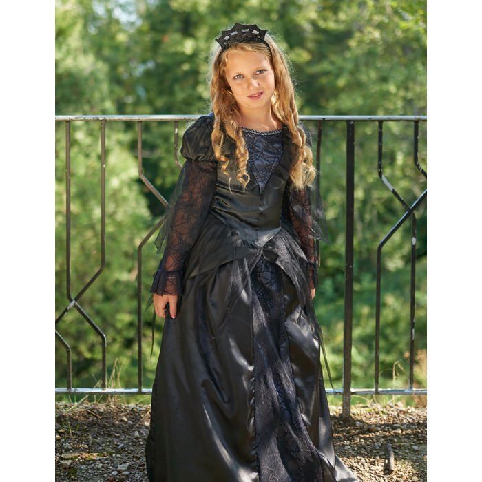 Mädchen Vampir Gräfin Kostüm Für Halloween – Mit Kleid, Petticoat & Tiara, Gr. 7-9 Jahre