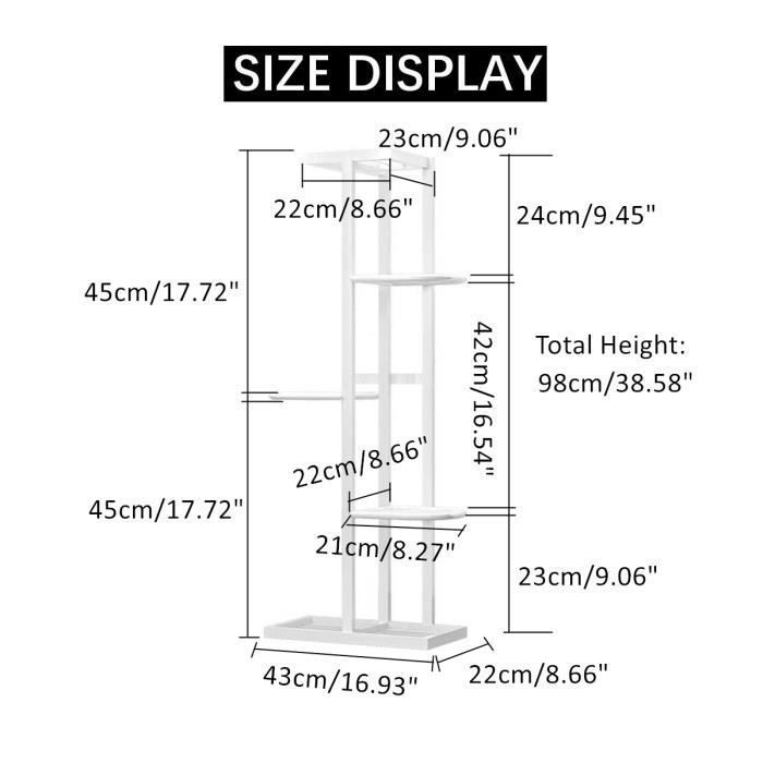 Étagère à Fleurs 8 Niveaux Métal Noir 141x43x22 Cm – Support Plantes Intérieur Extérieur Balcon Jardin