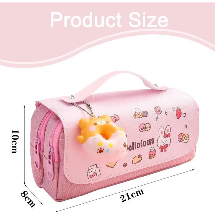 Trousse Scolaire Capibara Kawaii - 3 Compartiments, Grande Capacité, Sans Marque