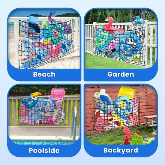 Sac de rangement pliable pour piscine - Organisateur en filet imperméable pour jouets, bouées et accessoires de piscine, à suspend,i - Jeux - Jouets