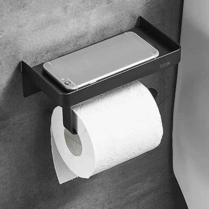 Porte-papier toilettes en acier inox accessoire noir moderne de bains