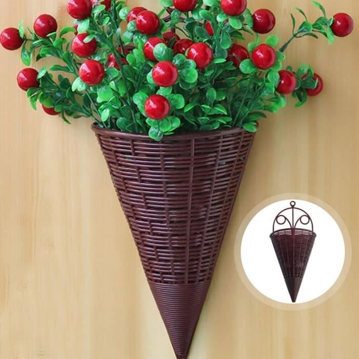 Pot de fleur,Panier de fleurs suspendu au mur en rotin, fait à la main, Pot de vigne verte Pot de fleur,Panier de fleurs suspendu au mur en rotin, fait à la main, Pot de vigne verte
